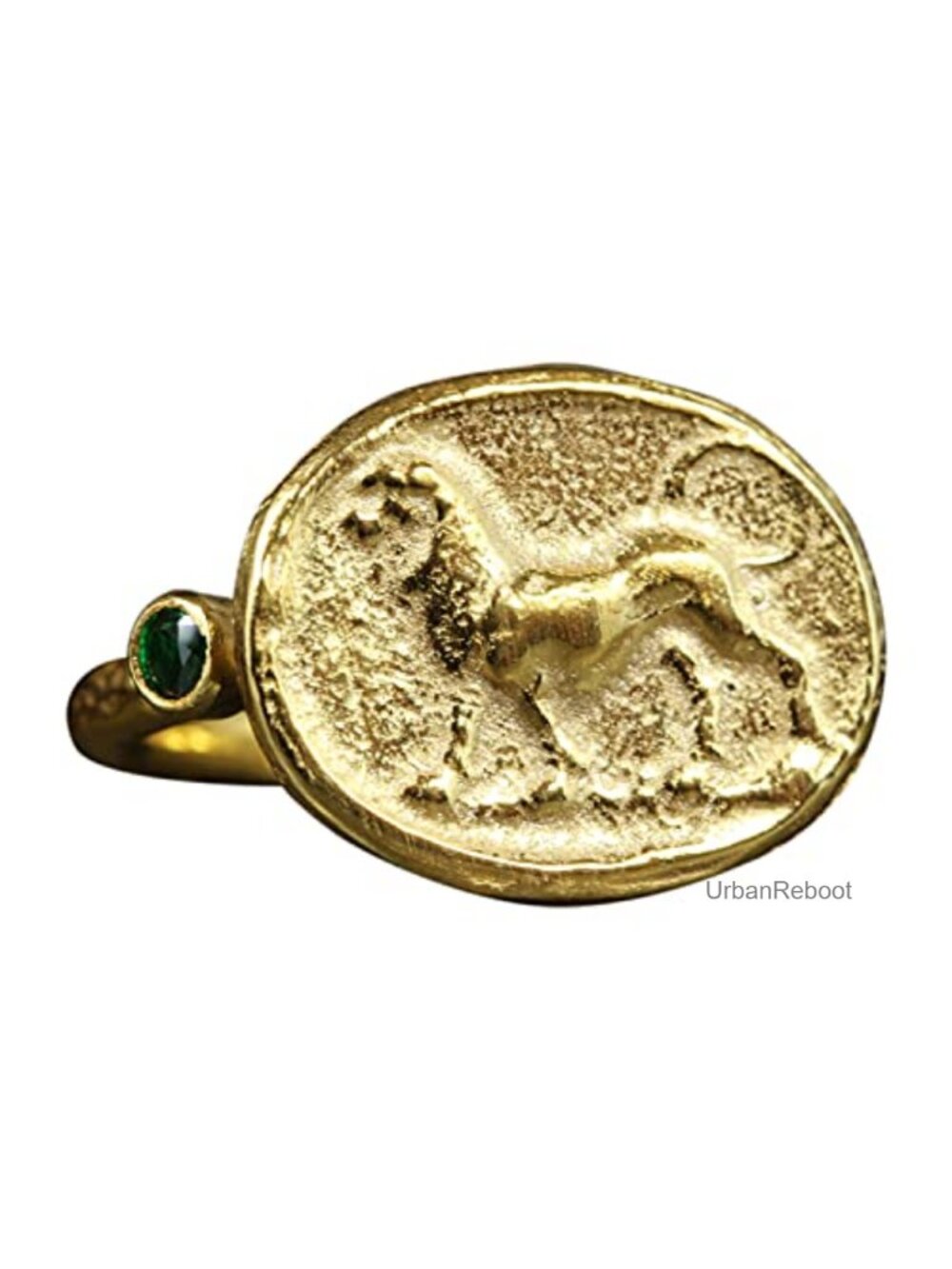 925 Sterling Silver Signet Ring 24K Gold Vermeil Ancient Coin Ring Hammered CZ